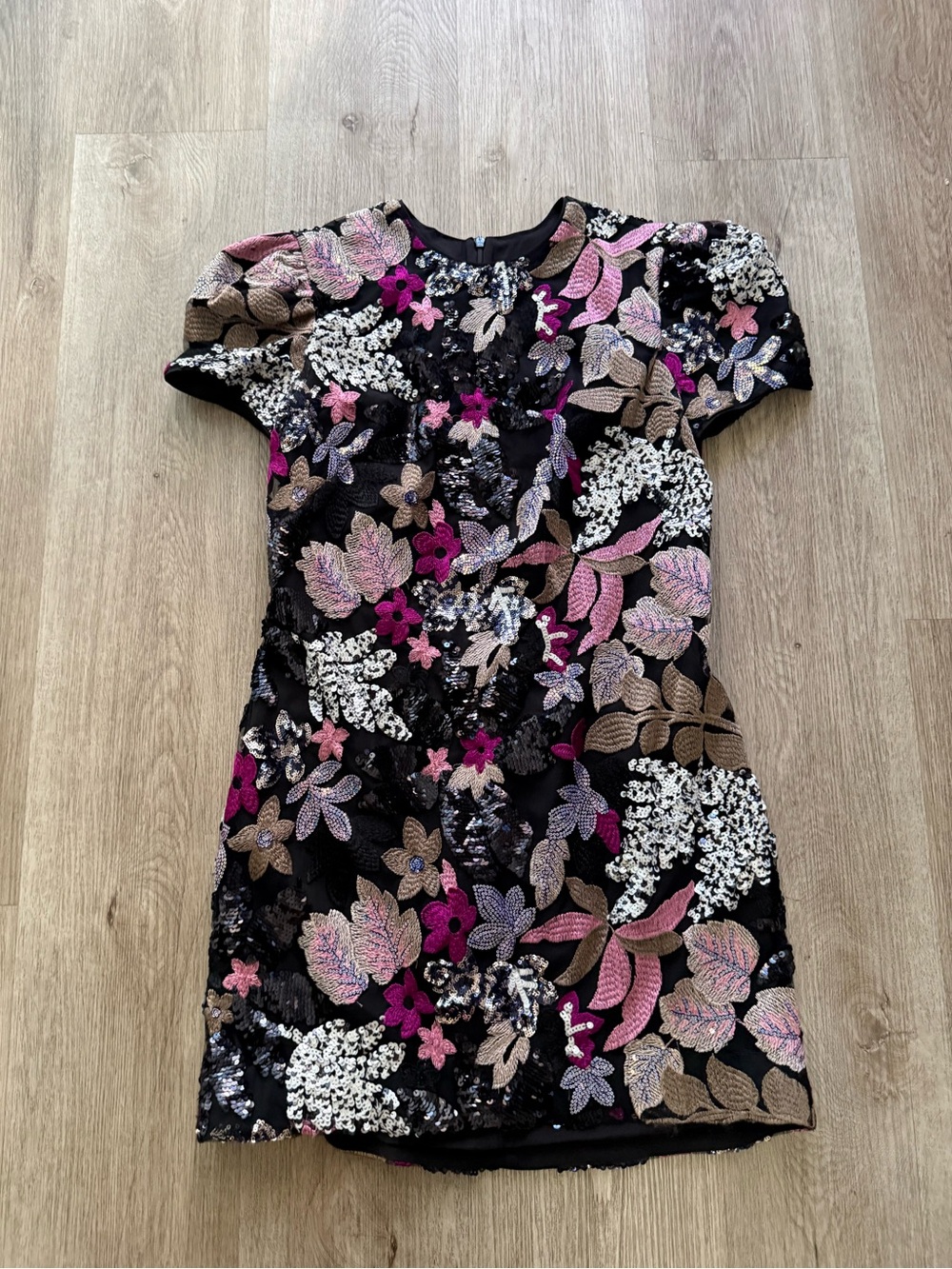 helsi linda black floral sequin embroidered mini cocktail party dress size XS